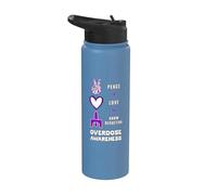 Nastro viola per la sensibilizzazione sull'overdose di riduzione del danno e della pace Stainless Steel Insulated Water Bottle