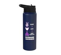 Nastro viola per la sensibilizzazione sull'overdose di riduzione del danno e della pace Stainless Steel Insulated Water Bottle
