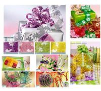 NASTRO ZARA ORGANZA a BORDI ANIMATI RAME e STAMPATO VERDE ALTEZZA mm.55 Mt.15