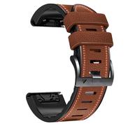 NASUNJIA 22 Cinturini for cinturini in pelle + silicone da 26 mm compatibili con Garmin Fenix 7X 7 6X 6 Pro 5X 5 Epix Gen 2 Smartwatch EasyCompatible con braccialetti(Silicone Leather BR)