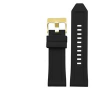 NASUNJIA Bandiera del braccialetto in gomma siliconica 24mm 26mm 28mm Compatibile con Diesel DZ4496 DZ4427 DZ4487 DZ4323 DZ4318 DZ4305 Cinturino da uomo con cinturino(Black gold buckle,28mm)