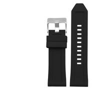 NASUNJIA Bandiera del braccialetto in gomma siliconica 24mm 26mm 28mm Compatibile con Diesel DZ4496 DZ4427 DZ4487 DZ4323 DZ4318 DZ4305 Cinturino da uomo con cinturino(Black silver buckle,28mm)