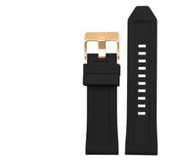 NASUNJIA Bandiera del braccialetto in gomma siliconica 24mm 26mm 28mm Compatibile con Diesel DZ4496 DZ4427 DZ4487 DZ4323 DZ4318 DZ4305 Cinturino da uomo con cinturino(Black rose buckle,28mm)