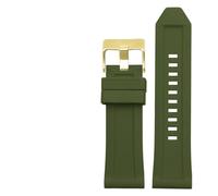 NASUNJIA Bandiera del braccialetto in gomma siliconica 24mm 26mm 28mm Compatibile con Diesel DZ4496 DZ4427 DZ4487 DZ4323 DZ4318 DZ4305 Cinturino da uomo con cinturino(Green gold buckle,26mm)