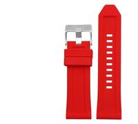 NASUNJIA Bandiera del braccialetto in gomma siliconica 24mm 26mm 28mm Compatibile con Diesel DZ4496 DZ4427 DZ4487 DZ4323 DZ4318 DZ4305 Cinturino da uomo con cinturino(Red silver buckle,28mm)