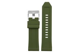 NASUNJIA Bandiera del braccialetto in gomma siliconica 24mm 26mm 28mm Compatibile con Diesel DZ4496 DZ4427 DZ4487 DZ4323 DZ4318 DZ4305 Cinturino da uomo con cinturino(Green silver buckle,26mm)