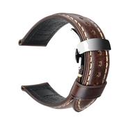 NASUNJIA Cinturini for orologi da 20 mm, 22 mm e 24 mm, vintage, in vera pelle, con chiusura a farfalla, compatibili con Panerai, Mido, Tissot e Seiko.(Dark Brown,18mm)