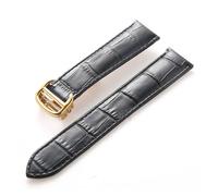 NASUNJIA Cinturino In Pelle Compatibile Con Cinturino Cartier Tank Solo In Pelle Di Vacchetta 22 Mm Accessori For Cinturini For Orologio Con Fibbia Pieghevole For Uomo E Donna(Black gold buckle,16mm)