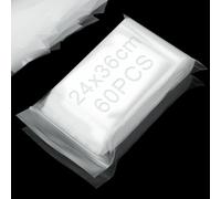 Nasxkji 24 x 36 cm, sacchetti con chiusura a pressione, 60 pezzi, trasparenti, richiudibili, grandi sacchetti di plastica, richiudibili, per anelli, gioielli, caramelle, viti, graffette per vestiti