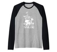 Nata per Essere Marinaio Nave Nautica Ocean Maglia con Maniche Raglan