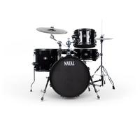NATAL - DNA STEALTH KIT, SET Batteria Acustica Grancassa 18" x 16", Tom 10" x 7", Timpano 14" x 12" e Rullante 13” x 5,5” con rivestimento in finitura Black Stealth Wrap