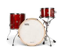 Natal KZN-TR-FBK Zenith Series 3 Piece Drum Set Shell Pack l 30,5 x 20,3 cm Tom, 16 "x 16" Floor Tom & 22" x 16" Grancassa l 3 strati Acero-Ash-Maple Shell l Lugs tubo bassa massa l Forge Red Finish
