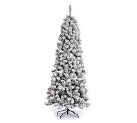 Nataland Albero di Natale Artificiale Slim Verde Innevato Modello Velan Altezza Cm, Abete Super Folto con Effetto Realistico e Rami Con Aghi Anticaduta