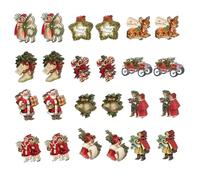 Natale 24 pezzi in legno sospeso Ornamenti di Natale vintage Babbo Candy Candy Cane Cine Spect Christmas Tree Ornaments for Holiday Party Style 1
