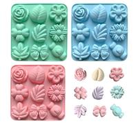 Natale 3 Pezzi Stampi in Silicone per Cioccolato, Riutilizzabile Stampo per Caramelle a Fiore, Antiaderente Stampini per Torte Cottura per Cupcake, Gelatina, Cubetti di Ghiaccio, Fai Da Te, Biscotti