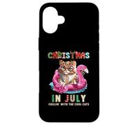 Natale a luglio Chillin Cats Flamingo Float Meowy Xmas Custodia per iPhone 16 Plus