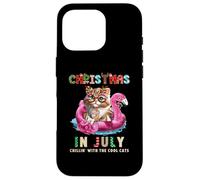 Natale a luglio Chillin Cats Flamingo Float Meowy Xmas Custodia per iPhone 16 Pro