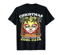 Natale a luglio Cool Cats, divertente design estivo a forma di gatto Maglietta