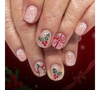 Natale a tema unghie finte vacanza fiocco di neve modelli foglia decorazioni facile applicazione per le donne partito 24 pz/set ABS Holiday Press On Nail