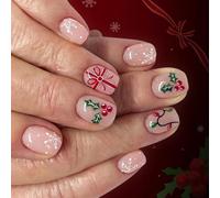 Natale a tema unghie finte vacanza fiocco di neve modelli foglia decorazioni facile applicazione per le donne partito 24 pz/set ABS Holiday Press On Nail
