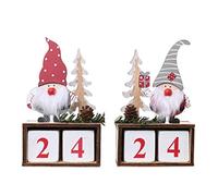 Natale Advent Calendar Countdown, Gnome Pigna Conto alla rovescia per il Natale in legno Advent Calendar, Christmas Desktop ornamento Christmas Countdown ornamento per la decorazione domestica (Rosso)
