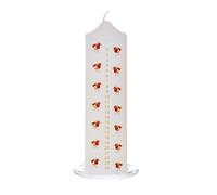 Natale Advent Candela Con Pettirosso Immagine Su Vetro Vassoio 20cm - Bianco