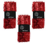 Natale Albero 3 Confezioni 50ft x 3cm (150ft) Decorazione Grande Valore - Rosso