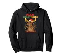 Natale Alce Amante Divertente Alce Gioco di Parole Merry Christmoose Felpa con Cappuccio