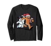 Natale American Football Gingerbread Man Pupazzo di Neve Ragazzi Uomini Maglia a Manica