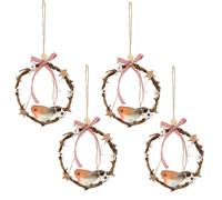 Natale Artificiale Mini Corone di Fiori Set 4 Ratten da Parete Decorazione Con