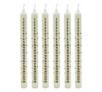 Natale Avvento Candele Set 6 Inscatolato 25cm Affusolato Countdown Con Stars Cr
