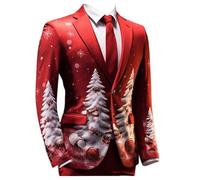 Natale boho uomo doppiopetto abiti retrò stile etnico aperto davanti giacca casual business, Colore: rosso, S