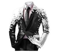 Natale boho uomo doppiopetto abiti retrò stile etnico aperto davanti giacca casual business, Nero , L