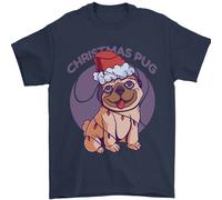 Natale Cane Carlino Natale T-Shirt 100% Cotone
