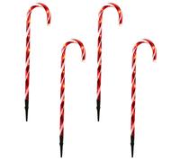Natale Caramelle Bastone Sentiero Luci Con LED 4 Pezzi 62cm - Rosso e Bianco