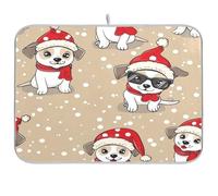 Natale Carino Cartoon Cani asciugatura piatto mat piatto stuoia per cucina contatore asciugatura piatto opaco resistente al calore tappetino da cucina grande tappetino asciugatura per piatti 18 x 24