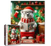Natale carino orso polare 1000 pezzi puzzle per adulti divertente animale sul WC puzzle decorazione di Natale con arte moderna astratta puzzle colorati fai da te per famiglia impegnativo giochi di