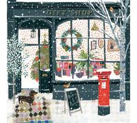 Natale Carte Dressed Negozio IN Neve Lamina Goffrato Finitura - Scatola Di 10