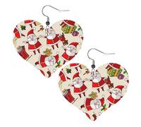 Natale Cartoon Santa Claus Cuoio A Forma di Cuore Orecchini Delle Donne di Modo Danze di Nozze Accessori Da Usura, Misura unica, Pelle sintetica