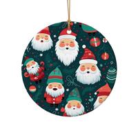Natale Cartoon Santa Claus Stampa Ceramica Pendente Rotondo Per Gli Ornamenti Da Viaggio Per La Decorazione Domestica