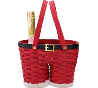 Natale - Cesto rosso, Babbo Natale, 28cm, porta bottiglie in legno