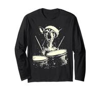 Natale Chihuahua Cane Giocare Batteria Batterista Punk Grunge Maglia a Manica