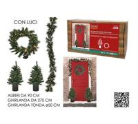 Natale Christmas Set 2 Alberi 90 cm con 2 Ghirlande porta