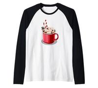 Natale Cioccolata Calda Marshmallow Inverno Vacanze Maglia con Maniche Raglan