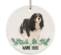 Natale Ciondolo 7.3 cm, Funny Personalized Name Cavalier King Charles Spaniel Black White Palline Per Albero Di Natale Alta Qualità Appeso Ornamento Rimovibile Addobbi Natalizi