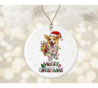 Natale Ciondolo 7.3cm, Corgi Dog First Christmas Pembroke Welsh Corgi Dog Corgi Merry Christmas Appeso Ornamento Alta Qualità Palline Per Albero Di Natale Rimovibile Addobbi Natalizi