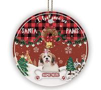 Natale Ciondolo Dog I Believe In Santa Paws A Young And Happy Shih Tzu Dog Puppy Appeso Ornamento Ornamenti Addobbi Natalizi Alta Qualità Decorazione Per Albero Di Natale Per Festa Interno 7.3CM