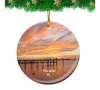 Natale Ciondolo Key Largo Sunset Florida Travel Appeso Ornamento Rimovibile Decorazioni Natalizie Ideale Palline Per Albero Di Natales Per Esterno Festa Cerimonia 7.3CM