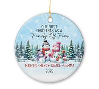 Natale Ciondolo Our First Christmas As A Family Of Four Appeso Ceramica Personalizzate Addobbi Natalizi Rimovibile Decorazione Per Albero Di Natale Per Party Interno Cerimonia 7.3 Cm