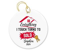 Natale Ciondolo Personalized Everything I Touch Turns To Sold Ornamento In Ceramica Alta Qualità Pendentifs Décoration Ideale Boule De Noëls Per Esterno Interno Bambini 7.3CM